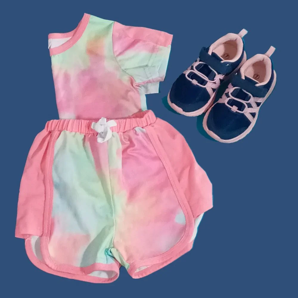 K KomForme girl toddler pink and navy blue tennis/running sneaker size 7. - Picture 1 of 3
